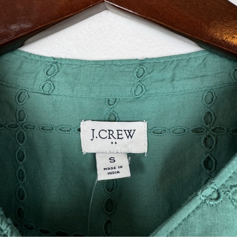 J. Crew Long Sleeve Lightweight Cotton Eyelet Tie Neck Top Size S NWT - Picture 6 of 7